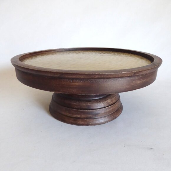 NEW 10" RUSTIC FARMHOUSE COUNTRY WOOD TRAY CAKE STAND PEDESTAL TABLE RISER - Picture 1 of 7